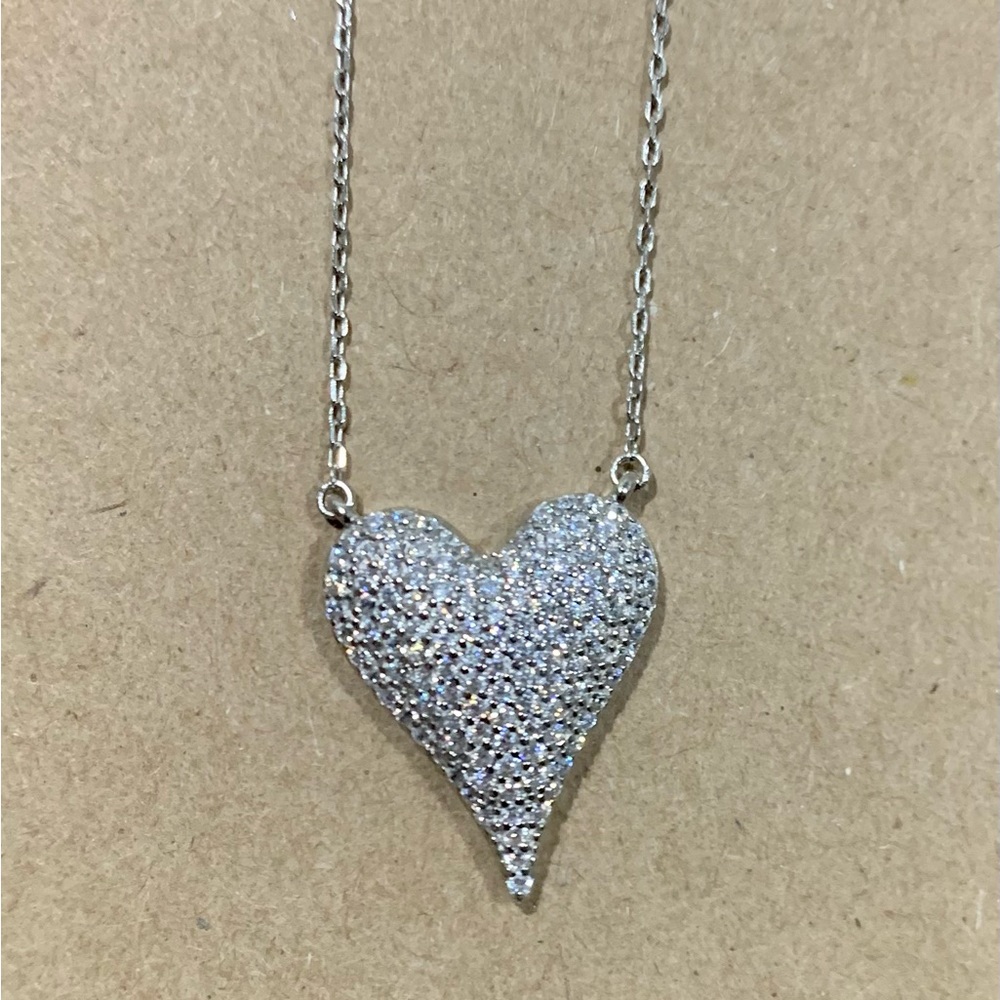Rachel Zoe Sterling Silver Cubic Zirconia Heart Necklace